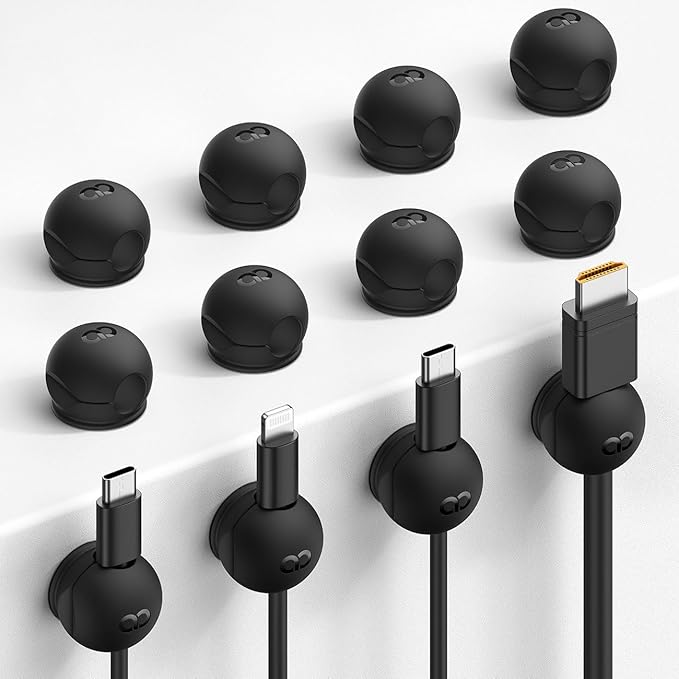 Lamicall 12Pack Magnetic Cord Organizer, Desk Desktop Dorm Organizer Decor Accessories, Silicone Mini Cable Management Clips for Phone Charger Cable, Cord Holder for Nightstand Home Office