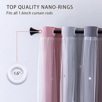 XiDi Dream Star Blackout Curtains for Kids Rooms Girl Princess Curtain for Daughter Bedroom Window (Pink Grey, W52 X L96)