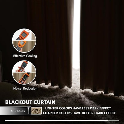 Deconovo Blackout Curtains for Kitchen Window Back Tab and Rod Pocket Curtains Room Darkening Curtains 52Wx45L Inch Khaki 2 Panels