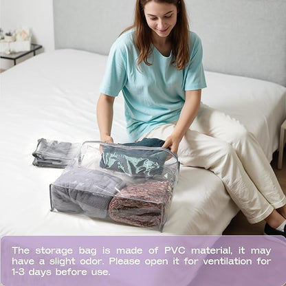 10 Pack Clear Storage Bags for Clothes, 22L Blanket Storage Bags, Under Bed Storage, Closet Organizers Bag, Upgraded Version Two-Way Zippers Design(Grey, 10PACK)