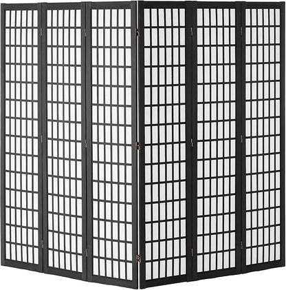 VEVOR Room Divider, 6 Panel Japanese Room Divider, Folding Privacy Screen Indoor, Portable Partition Dividers and Decoration Screens, for Room Separation, Home, Office, Restaurant & Bedroom (Black)