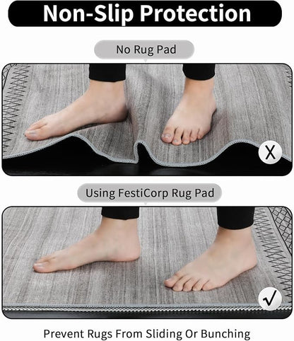 FestiCorp Non Slip Rug Pads 4x6 Ft Non Skid Rug Pad Gripper, Anti-Slip Carpet Rug Mats for Under Rugs and Hard Surface Floors