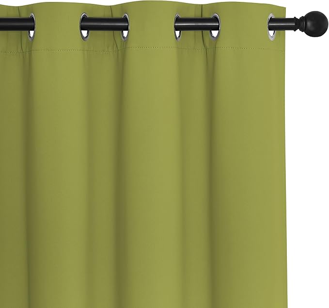NICETOWN Fresh Green Blackout Curtains for Bedroom 72 Inches Long, Thermal Insulated Room Darkening Grommet Window Curtains for Living Room Nursery, 66 inch x 72 inche, 1 Panel