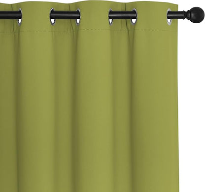 NICETOWN Blackout Curtains 84 Inch Length, Thermal Insulated Curtains for Bedroom Grommet Energy Saving Room Darkening Drapes for Living Room Window, 1 Panel, Fresh Green, 66" W x 102" L