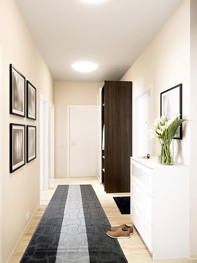 Custom Length Hallway Runner Rug,Slip Resistant,Puzzle Anthracite, 26 Inch X 4 feet, Doormat, Sold and Priced Per Foot