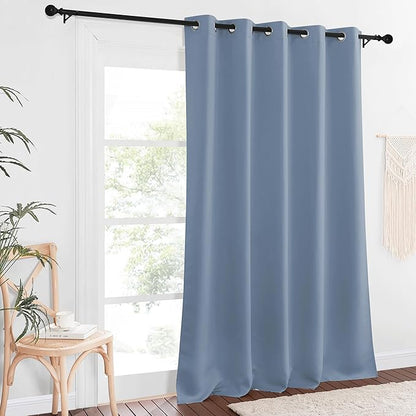 NICETOWN Blackout Stone Blue Curtain 102 inches Length, Grommet Thermal Curtains Cold/Light/Sound Blocking Solid Window Drape for Bedroom/Living Room (W66 x L102, 1 Panel)