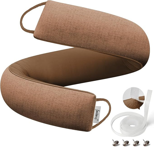 fowong Door Draft Stopper for Bottom of Door 30 Inch Weighted Noise Stopper Soundproof Draft Blocker, Brown