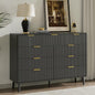 LYNSOM Fluted 9 Drawer Dresser for Bedroom, 55" Wide Modern Chest of Drawers with Curved Profile Design and Metal Handles, Wood Dresser TV Stand & Storage Organizer for Bedroom, Hallway, Black