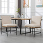 Modern Dining Chairs Set of 2, Comfy PU Leather Armless Side Chairs with Backrest Wooden Upholstered Seat Black Metal Legs for Dining Room Living Room, Beige