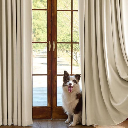 jinchan Chenille Blackout Curtains 108 Inches Long Beige Thermal Insulated Curtains for Living Room Bedroom 2 Panels Triple-Weave Noise Reducing Drapes Back Tab Privacy Window Curtains 50x108 Inch