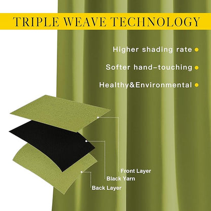 NICETOWN Room Darkening Curtain Panel Grommet - Home Decorations Thermal Insulated Solid Grommet Top Room Darkening Living Room Panels/Drapes for Gift (Fresh Green, 1 Pair, 46 x 90-Inch)