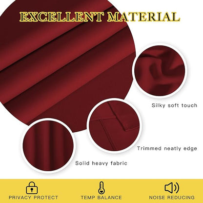 NICETOWN Blackout Curtain Drape for Bedroom - Light Reducing Thermal Insulated Solid Grommet Room Darkening Window Curtain 90 inches Long for Living Room (Burgundy Red, 1 Piece, W66 x L90)