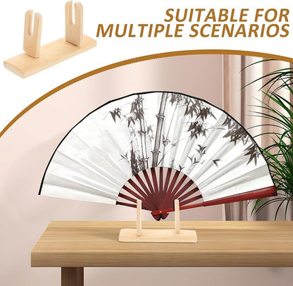 IMIKEYA Wood Folding Fans Stand Japanese Fan Holders Folding Handy Fans Display Holder Decorative Hand Fan Bases for Home Store
