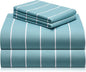 LuxClub 4 PC King Sheet Set, Deep Pockets Wrinkle Free Cooling Bed Sheets Hotel Bedding for Women, Men, Includes 1 Fitted Sheet, 1 Flat Sheet and 2 Pillowcases-Striped - Light Blue