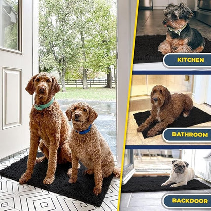 Muddy Mat® Shown on TV – Super Absorbent Door Mat Indoor, Microfiber Quick Dry Chenille Entryway Rug, Non-Slip Front Door Mat, Indoor Mats for Entryway, Machine Washable Pet Rug, Black 36"x60"