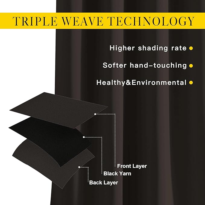 NICETOWN Toffee Brown Blackout Bedroom Curtains 96 inches Long, Grommet Thermal Insulated Room Darkening Window Treatments Sound Reducing for Living Room, W46 x L96, 2 Panels