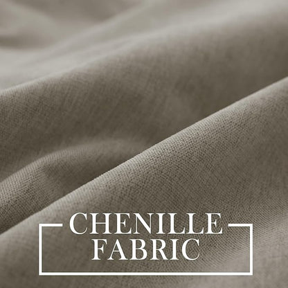 Macochico 100% Blackout Curtains Luxury Chenille Curtains for Living Room Thermal Blackout Curtains for Bedroom Hotel Banquet Classic Decor Light Taupe Curtains with Tieback 72"Wx96"L Grommet 1 Panel