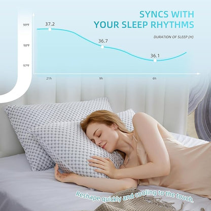 SAPHREAS Cooling Bed Pillows Queen for Sleeping, Luxury Hotel Shredded Memory Foam Pillows for Side Back Stomach Sleepers, Cool Firm Pillow for Neck Support
