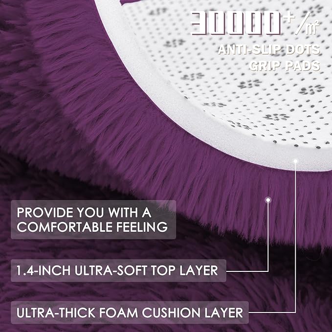 OLANLY Dark Purple Round Rugs for Bedroom - Machine Washable, 6 ft Circle Area Rugs for Living Room, Soft and Fluffy Shaggy Carpet for Teen Girl and Boys, Nursery Rooms, Dorms, Home Decor Aesthetic