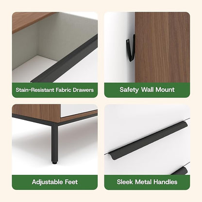 Lira Premium Fabric Dresser - Solid Wooden Frame, 8 Spacious Sag-Proof Drawers with Sleek Metal Handles - Premium & Durable Storage Solution for Your Home (Dark Brown)
