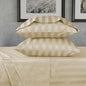 URBANHUT 800 Thread Count 100% Cotton Damask Queen Size Sheets, 4 Piece Striped Queen Size Bedsheets, Luxury Hotel Sheets Sateen Weave - Better Than Egyptian, 16" Elasticized Deep Pocket- Sand