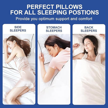 Premium Pillows Standard Size Set of 4, Fluffy and Supportive 7D Down Alternative Bed Pillows, Luxury Soft Hotel Quality Gusseted Pillow for Side Back Stomach Sleepers, Relief Neck Head Shoulder Pain