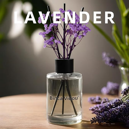 Reed Diffuser, Binca Vidou Lavender Reed Oil Diffusers Set for Office Decor Bedroom Living Room Aromatherapy for Gift Idea & Stress Relief 2.7oz(80ml)