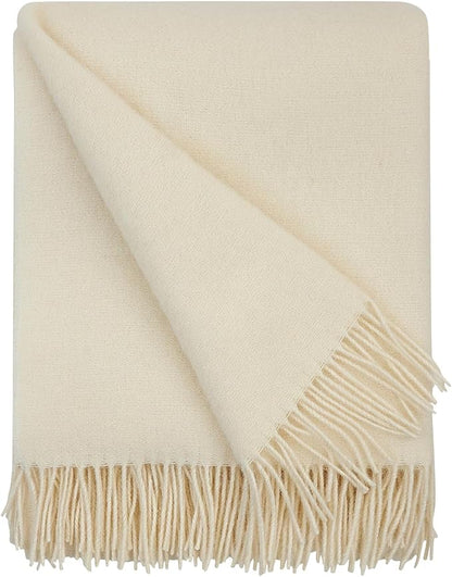 | Wool Blanket/Throw | 100% New Zealand Wool | Perfect for Home and Outdoors | Virgin Wool Throw with Fringes 55"x79"(140 x 200 cm)