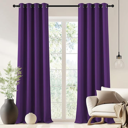 NICETOWN Blackout Drapery Curtain Panel 90 inches Long - Window Treatment Thermal Insulated Grommet Blackout Curtain/Drape for Bedroom Living Room (Royal Purple, 1 Panel, 46 by 90 inches)