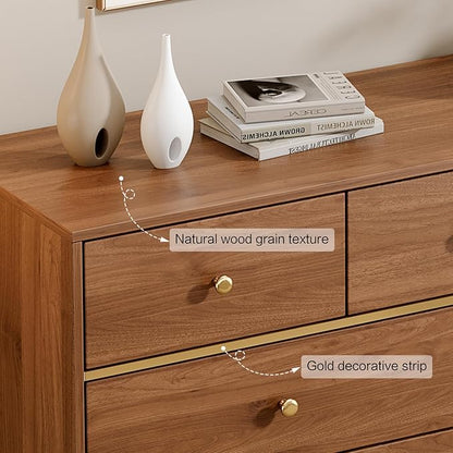 Modern Chest of Drawers with 9 Drawers,Deep Drawers,Clothes Organizer,Large Storage Cabinet for Living Room, Bedroom,Hallway,with Anti-Tipping Device,Brown