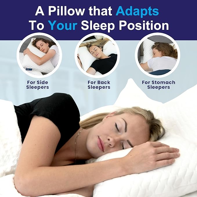 Sidney Sleep Set of 2 Queen Size Adjustable Bed Pillows for Side and Back Sleepers - Memory Foam Pillows for Neck and Shoulder Support - Customizable Loft - Extra Foam Included (Magenta)
