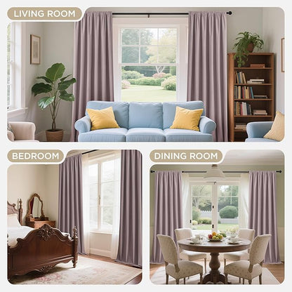 Joydeco Rose Pink 100% Blackout Curtains 120 Inch 2 Panels, Luxury Thermal Pink Velvet Curtains for Bedroom Living Room, Soundproof Blackout Window Drapes, Rod Pocket & Back Tab (52W x 120L)