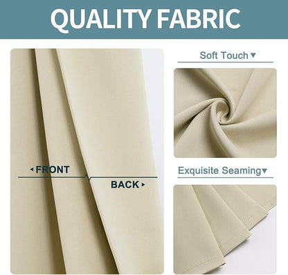 ChrisDowa Grommet Room Darkening Curtains for Bedroom and Living Room - 2 Panels Set Thermal Insulated Blackout Curtains (Beige, 42W x 84L)