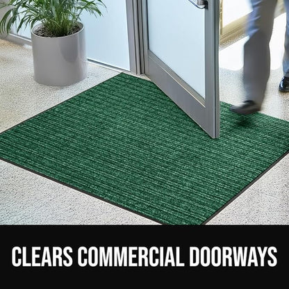 GORILLA GRIP Waterproof Traffic Guard Door Mat, 2 Pack Heavy Duty Entryway Mats, Strong Rubber Back Commercial Utility Rugs for Office Hallway, Garage Floor and Home, Low Profile Carpet, 35x23, Green