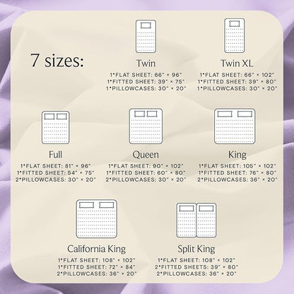 LuxClub 4 PC Queen Sheet Set, Deep Pockets Wrinkle Free Cooling Bed Sheets Hotel Bedding for Women, Men, Includes 1 Fitted Sheet, 1 Flat Sheet and 2 Pillowcases-Silky Soft Lavender
