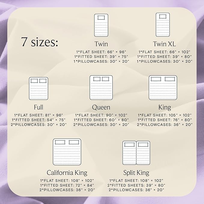 LuxClub 4 PC Full Sheet Set, Deep Pockets Wrinkle Free Cooling Bed Sheets Hotel Bedding for Women, Men, Kids & Teens, Includes 1 Fitted Sheet, 1 Flat Sheet and 2 Pillowcases-Soft Lavender