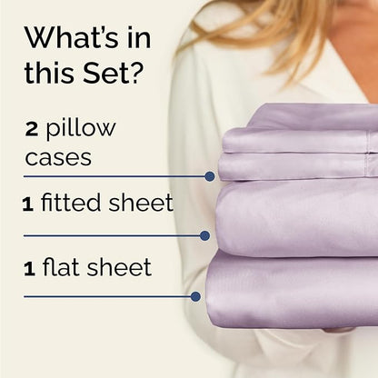Twin 4 Piece Sheet Set - Cooling & Breathable - Hotel Luxury Bedding, Includes Fitted Sheet for Women, Men, Kids and Teens - 1 Flat, 1 Fitted Sheet, 2 Pillowcases with Deep Pockets - Light Lavender