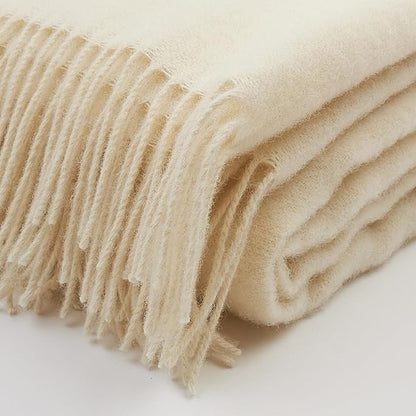 | Wool Blanket/Throw | 100% New Zealand Wool | Perfect for Home and Outdoors | Virgin Wool Throw with Fringes 55"x79"(140 x 200 cm)