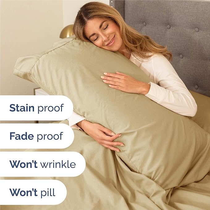 Queen 6 Piece Sheet Set - Cooling, Comfy & Breathable - Hotel Luxury Bedding, Includes Fitted Sheet for Women, Men, Kids and Teens - 1 Flat, 1 Fitted Sheet, 4 Pillowcases with Deep Pockets - Beige