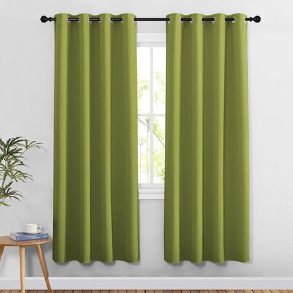 NICETOWN Room Darkening Curtains for Doorway 78 inches Long, Grommet Privacy Door Curtains Room Darkening Thermal Drapes for Bedroom/Christmas Day, Fresh Green, 2 Panels, W52 x L78
