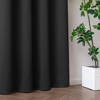 Blackout Curtains 90 Inches Long 2 Panels Set, Dark Grey Curtains Thermal Insulated Room Darkening Drapes for Bedroom, Rod Pocket Light Blocking Drapes Living Room(52W × 90L, Dark Grey)