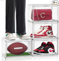 4 Pack Large Acrylic Shoe Boxes Sneaker Storage for Sneakerheads Clear Plastic Stackable Boot Shoe Collectibles Display Case, Size 13