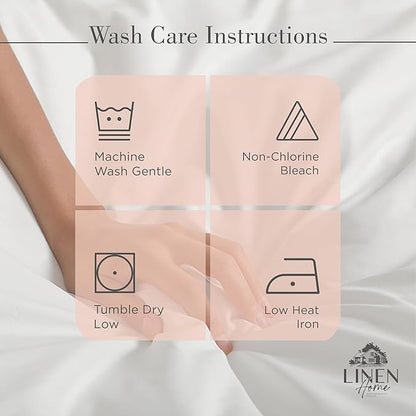 Linen Home 100% Cotton Percale Sheets Queen Size, Brushed Rose, Deep Pocket, 4 Pieces Set - 1 Flat, 1 Deep Pocket Fitted Sheet and 2 Pillowcases, Crisp Cool and Strong Bed Linen