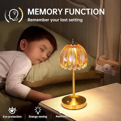 Set of 2 Tulip Table Lamp with 5000mAh Battery & Touch Control, Cordless Small Table Lamp with 3 Colors, Dimmable Rechargeable Table Lamps for Bedroom, Desk, Bedside (Amber Tulip)