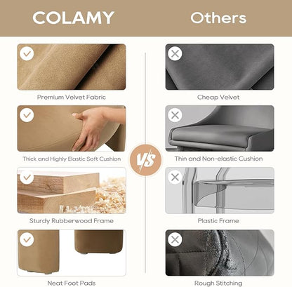 COLAMY Modern Velvet Accent Chair, Upholstered Barrel Chair, Comfy Side Arm Chair with 3 Legs for Living Room, Bedroom, Reading, Khaki