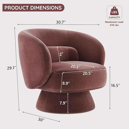 Swivel Accent Chair, Modern 360 Degree Swivel Barrel Chair with Arms & Curved Back and Lumbar Support Cushion, Comfy Round Single Sofa for Small Space, Living Room, Bedroom, Lavender Rayon