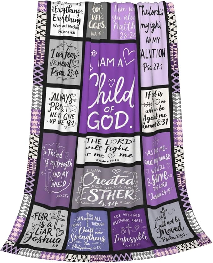 Christian Blanket Gift for Women, Inspirational Throw Blanket for Couch, Soft Lightweight Flannel Blanket, 40"x 50" Thoughts and Prayers Blankets for Bedroom Sofa Living Room Decoration
