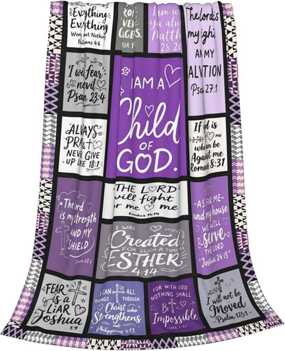 Christian Blanket Gift for Women, Inspirational Throw Blanket for Couch, Soft Lightweight Flannel Blanket, 50"x 60" Thoughts and Prayers Blankets for Bedroom Sofa Living Room Decoration