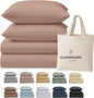 Cloud Scape Linen 100% Egyptian Cotton California King Sheet Set, 400 Thread Count,4 Pieces Luxury Bedding Set, Hotel Quality, Silky Soft, Breathable and Durable, Deep Pockets up to 17, Sepia Rose