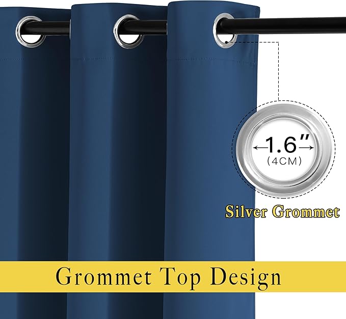 NICETOWN Blackout Thick Window Curtains - (W52 x L120, Moroccan Blue, 2 Panels) Thermal Insulated Grommet Drape Longer Panels for Bedroom and Living Room